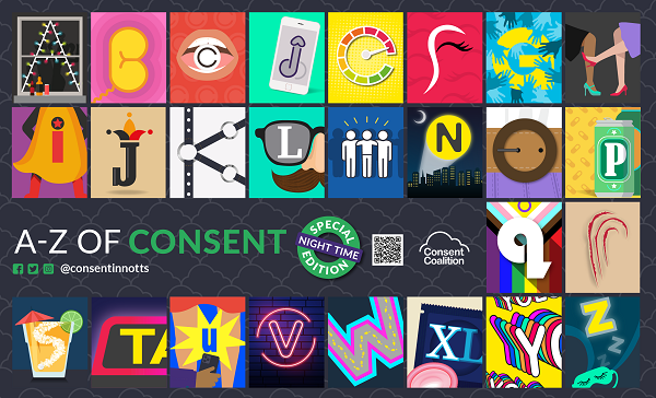 Image of the full A-Z of consent for the special edition night-time version