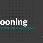 Grey background with black dots. 'Gooning' in white with 'a positive or a problem' written in green font. Consent Coalition logo in white.