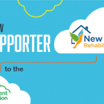 Two while clouds against a white background. In one cloud is the Consent Coalition logo and the other the 'New Hope Rehabilitation' logo. Text linking the two clouds reads 'A new Supporter to the (consent coalition). This is set against a mid-blue background