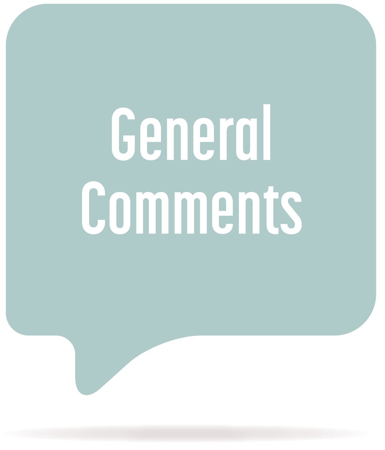 'General Comments' written in a blue-ish speech bubble