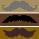 Three different moustaches on three different backgrounds