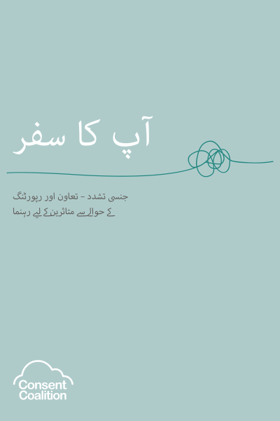 Image of 'Your Journey - Sexual Violence - A survivor's guide to support and reporting' front cover in Urdu. Click on this to see full guide.