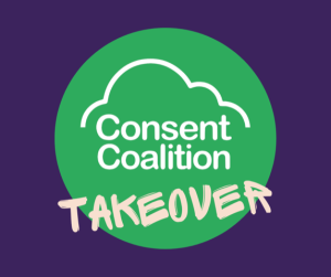 Consent Coalition logo with 'Takeover' handwritten underneath it