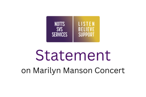 Notts SVSS Logo, followed by the words 'Statement on Marilyn Manson Concert.'